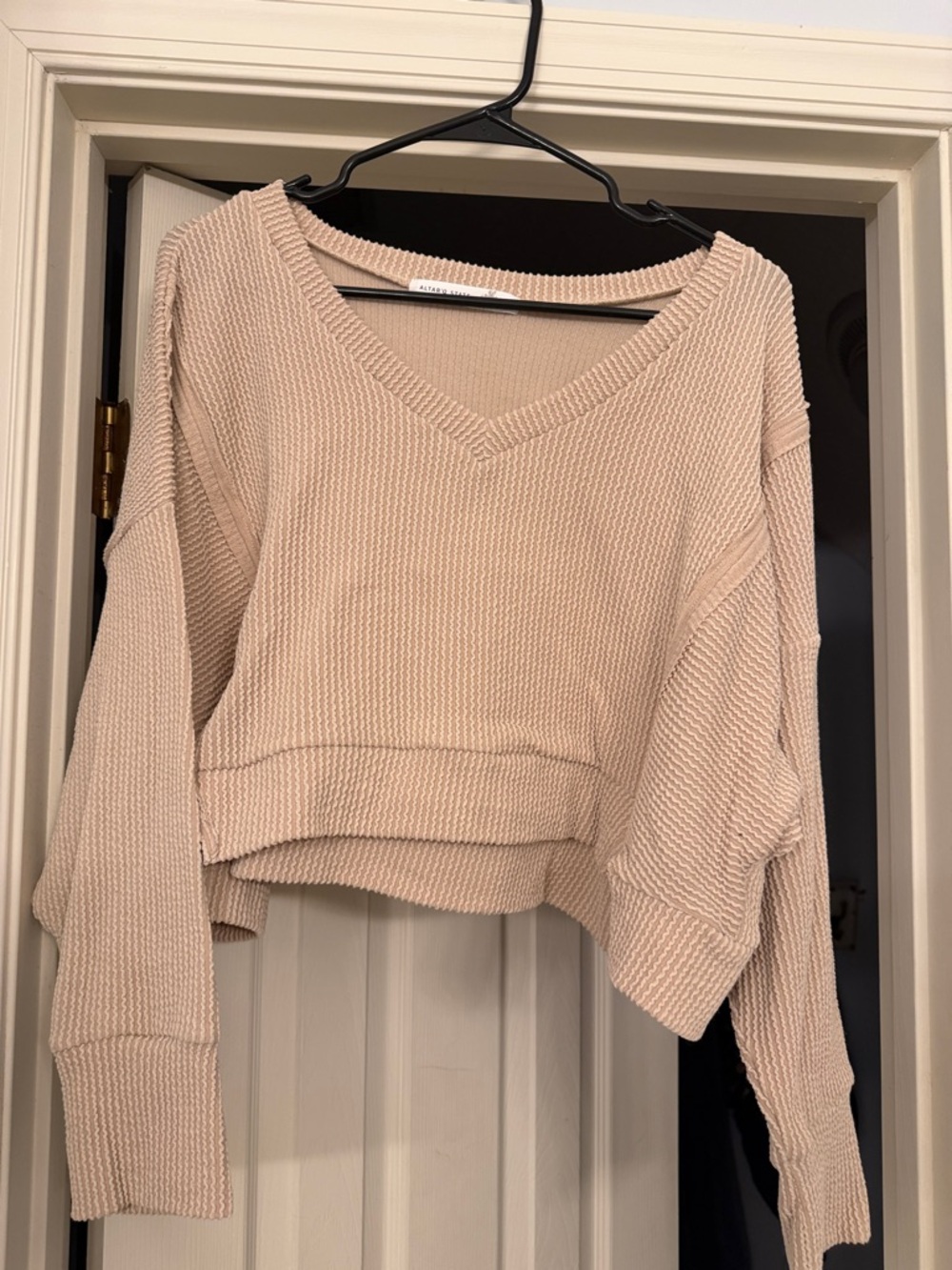 Altar'd State Blush Ribbed V-Neck Sweater